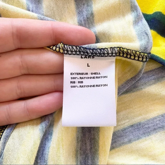 April May Yellow and Blue Striped Shoulder Cut Out Tank Top - Picture 10 of 10